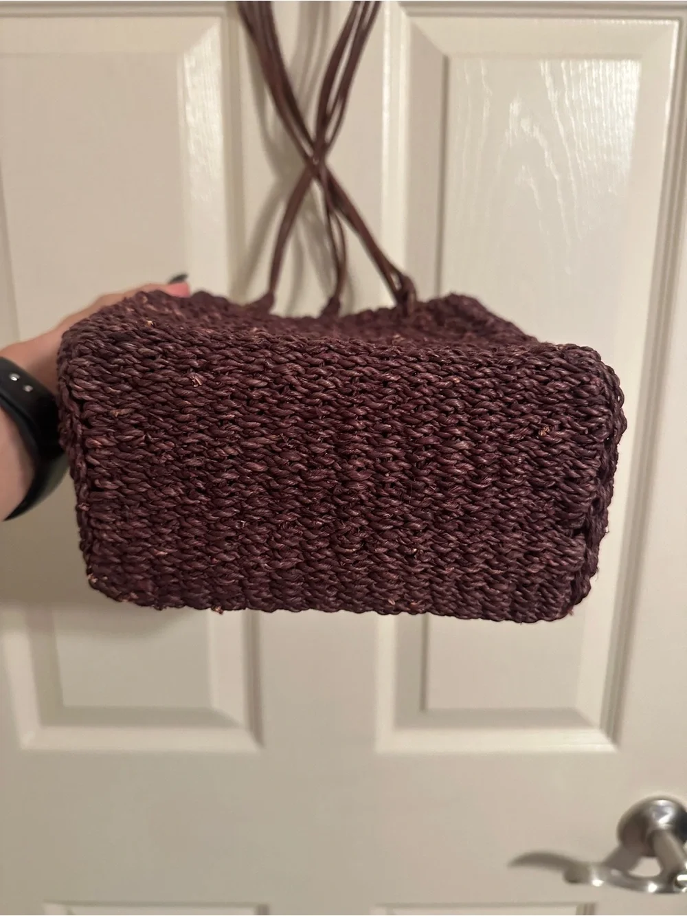 Sea Breeze by Sabina Woven Shoulder Tote Bag in Deep Brown Handmade Material